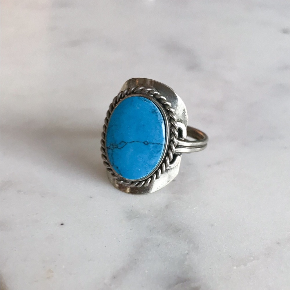 Blue Howlite Gemstone Silver Ring